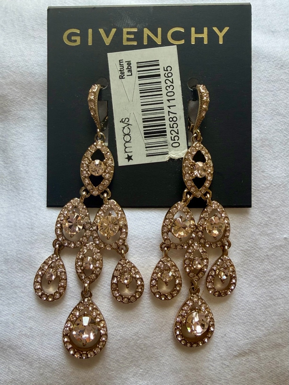 Givenchy Rose Gold Crystal Chandelier Drop  Earrings
